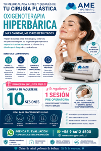 Cámara hiperbárica para cirugía plástica en Providencia – promoción 10 sesiones + 1 sesión pre operatoria gratis AME Hyperbaric